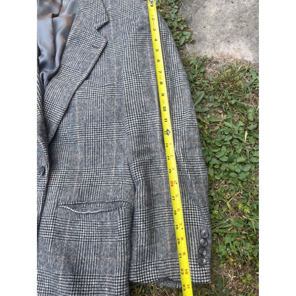 Vintage Bill Blass Camel Hair Blazer Mens 38R Gray Plaid Sport Coat - Picture 12 of 15